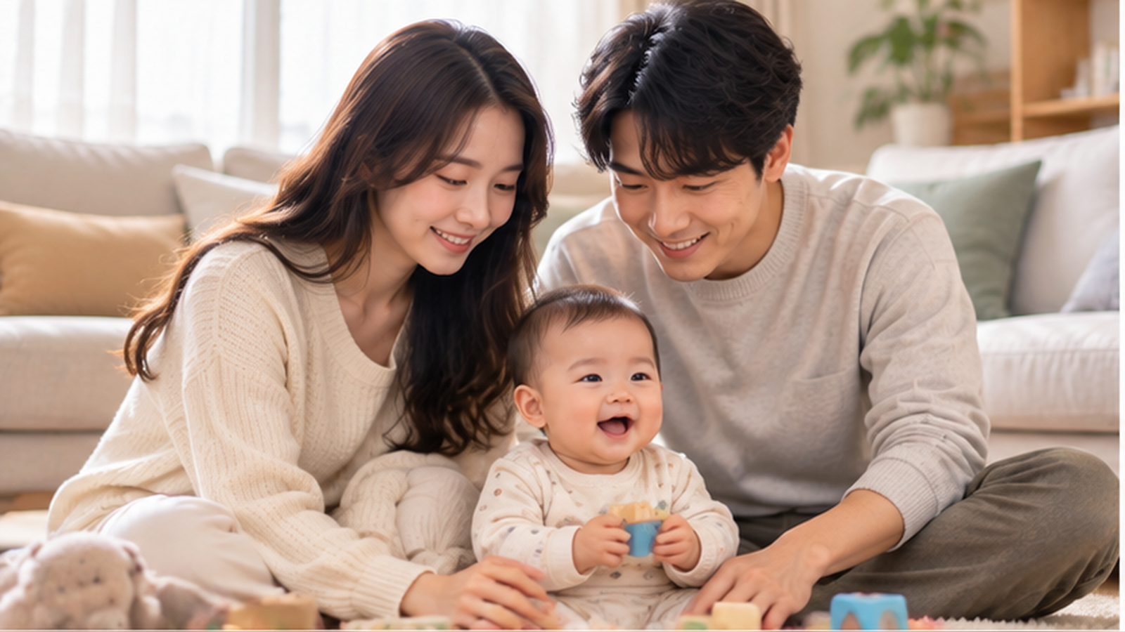 아기와 함께 있는 부모, 육아휴직 지원금 안내