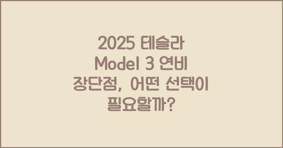 2025 테슬라 Model 3 연비 장단점