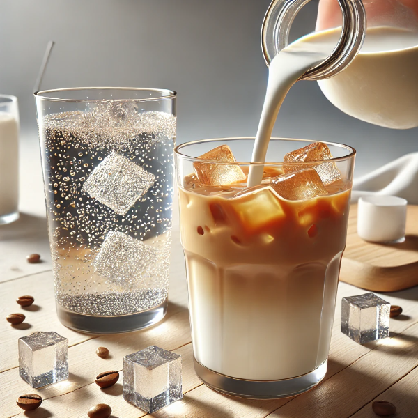 물 대신 우유나 탄산수 사용하기