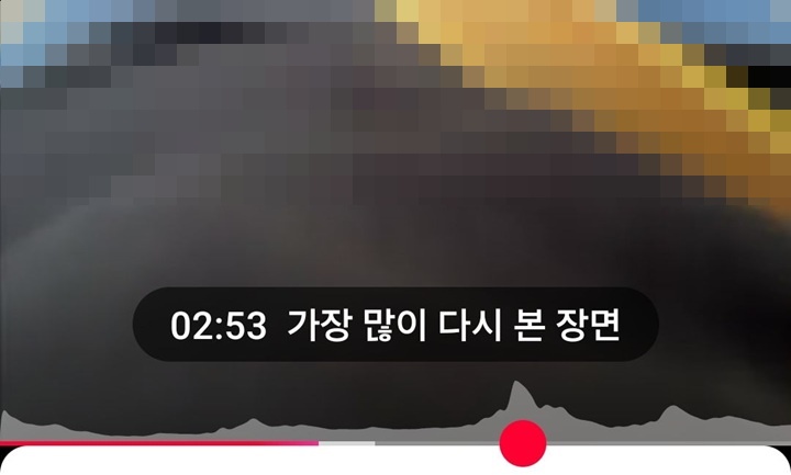 모바일 유튜브 화면 재생바 위에 회색 그래프 보임