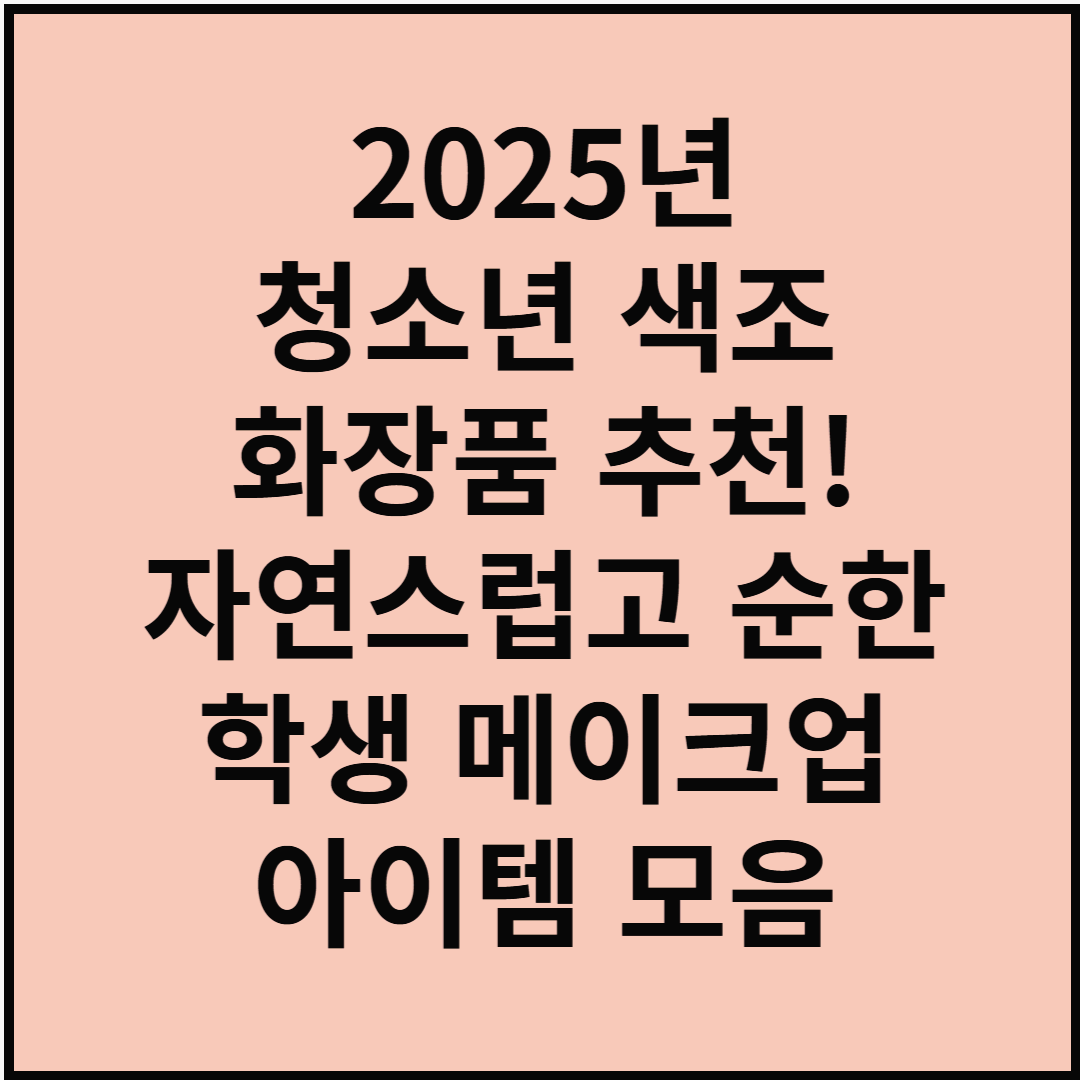 2025년 청소년 색조 화장품 추천! 자연스럽고 순한 학생 메이크업 아이템 모음