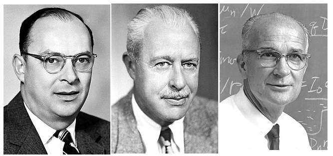 왼쪽부터 존 바딘, 윌터 브래튼, 윌리엄 쇼틀리