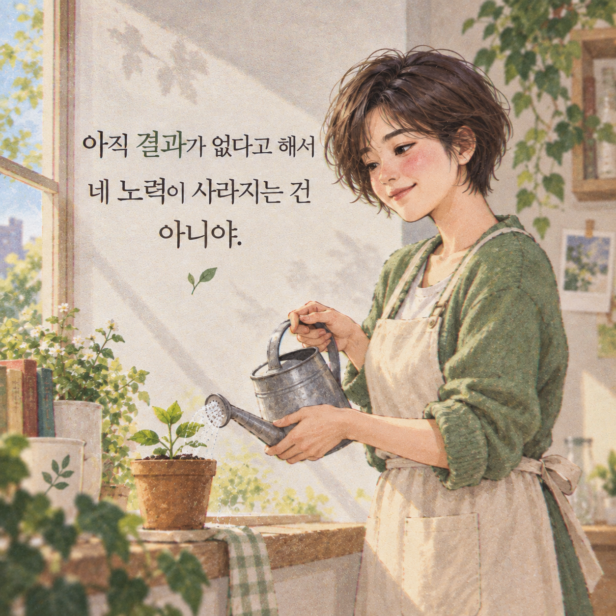 아직 결과가 없어도 지금까지의 노력은 사라지지 않는다는 응원 문구