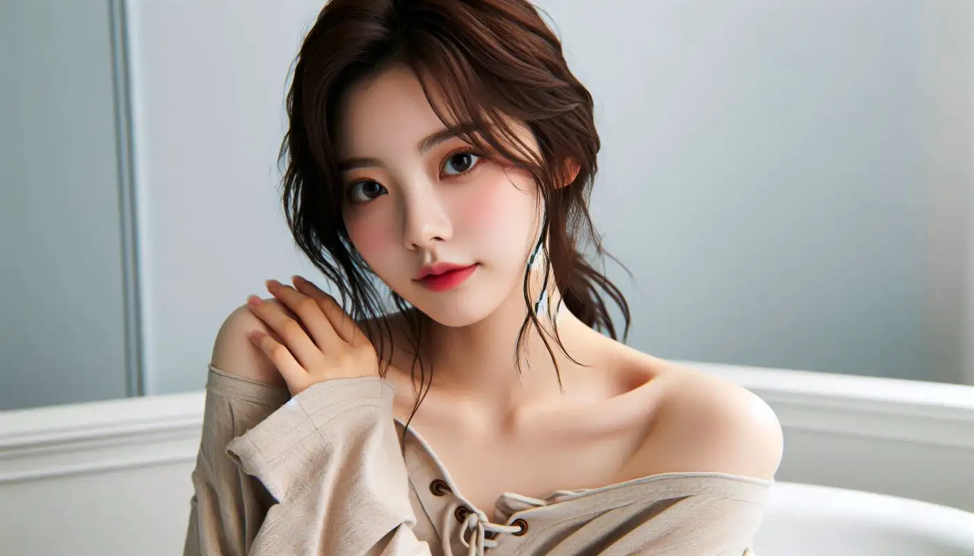 권은비-마사지기로-관리하는-여성의-모습