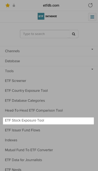 etfdb.com에서 종목 포함 ETF 찾기