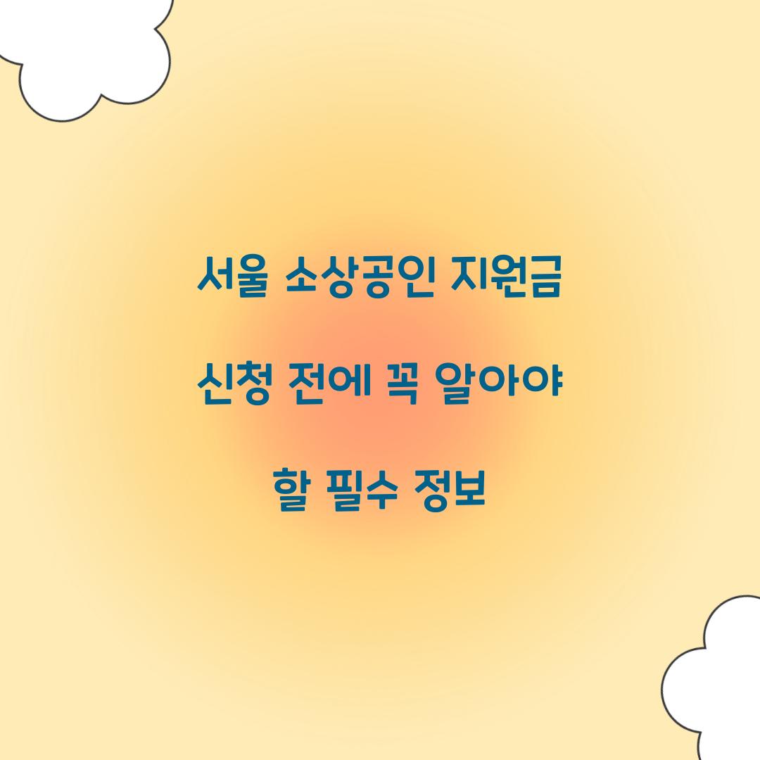 서울 소상공인 지원금