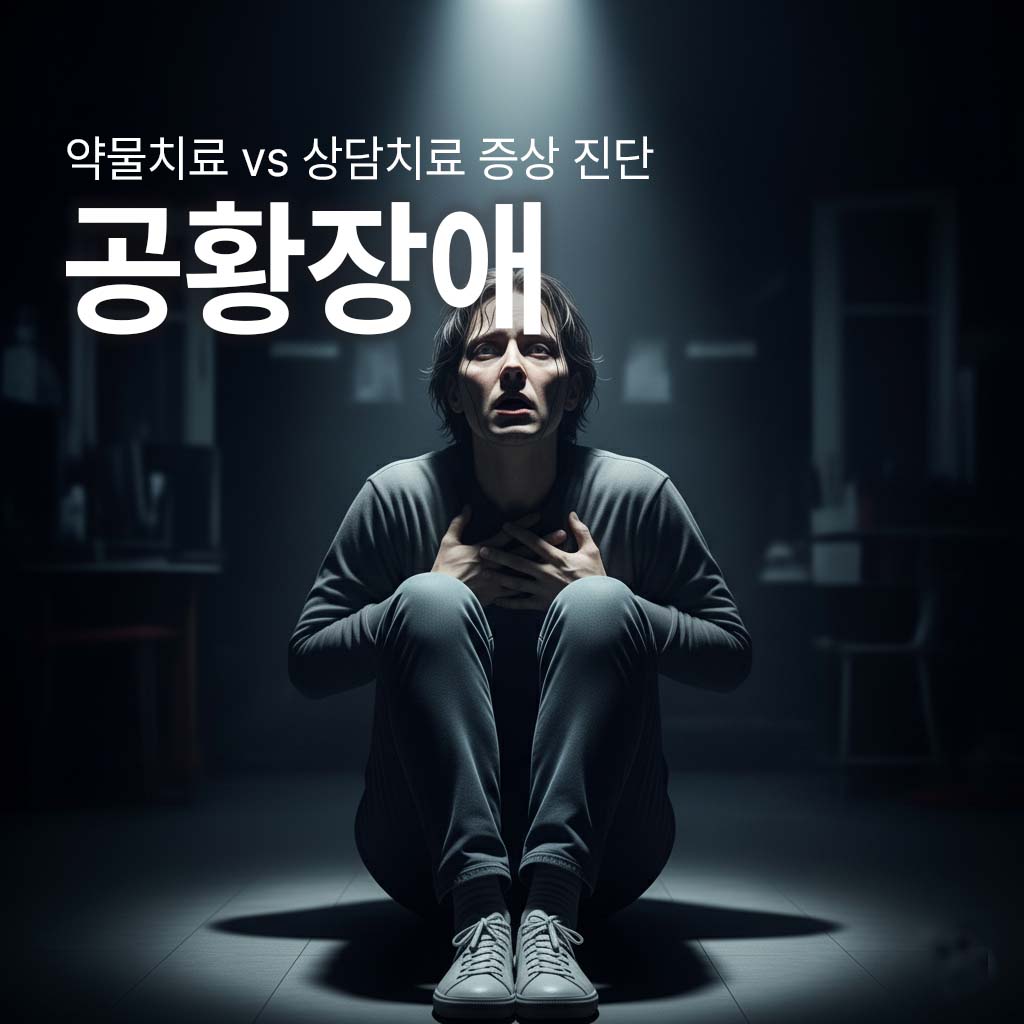 공황장애가 있는 사람이 고립감 속에 숨이 잘 쉬어지지않고 흉통이 있고 땀이 나서 괴로워하고있는 그림이다