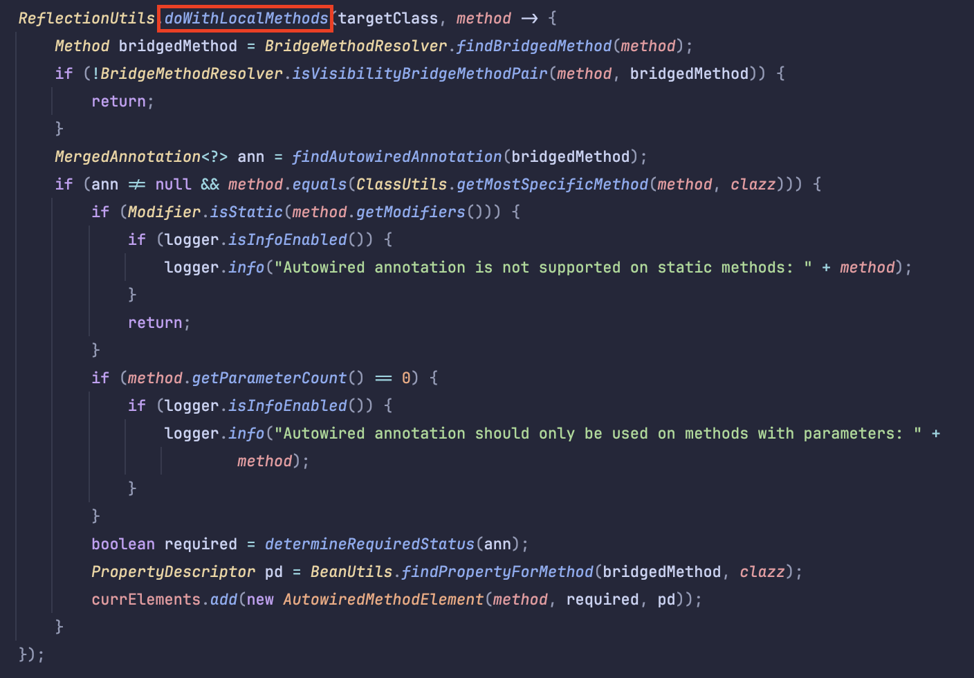 리플렉션 doWithLocalMethods