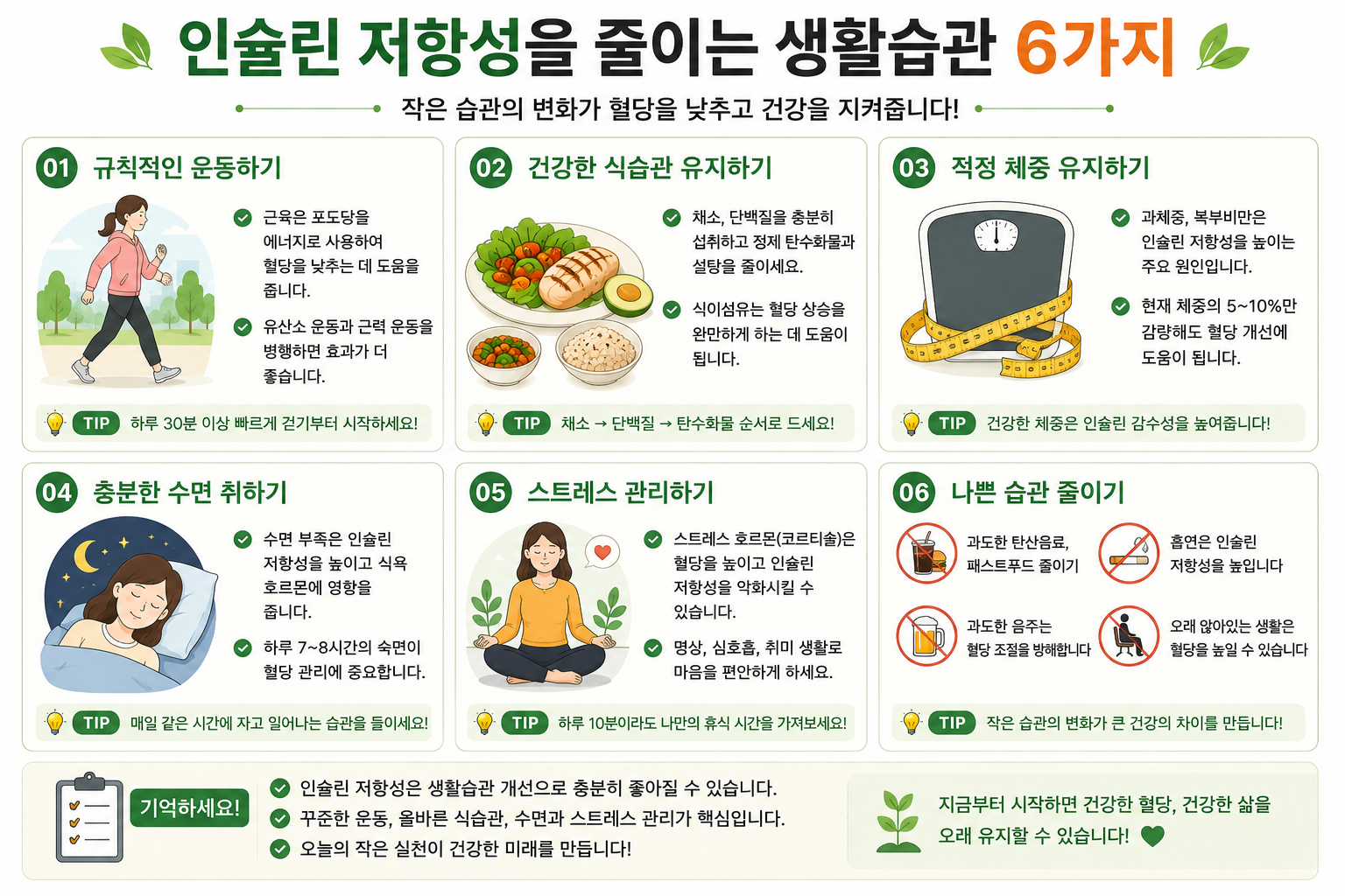 신체활동·식사·체중·수면 등 인슐린 감수성 관리 항목