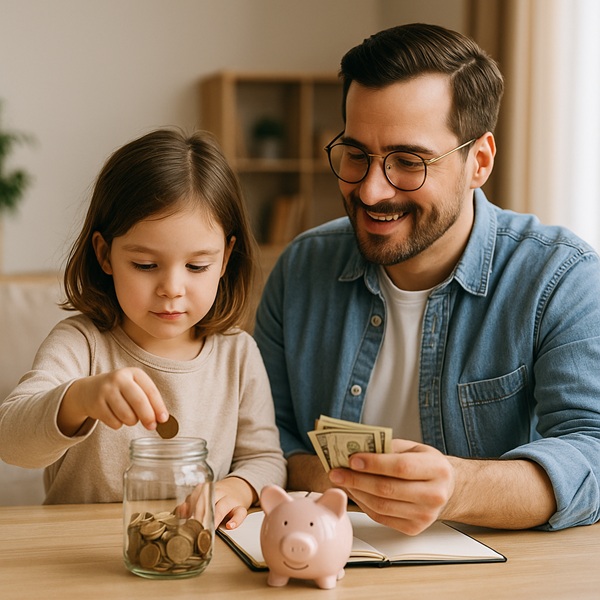 the image of parents teaching their children economic concepts