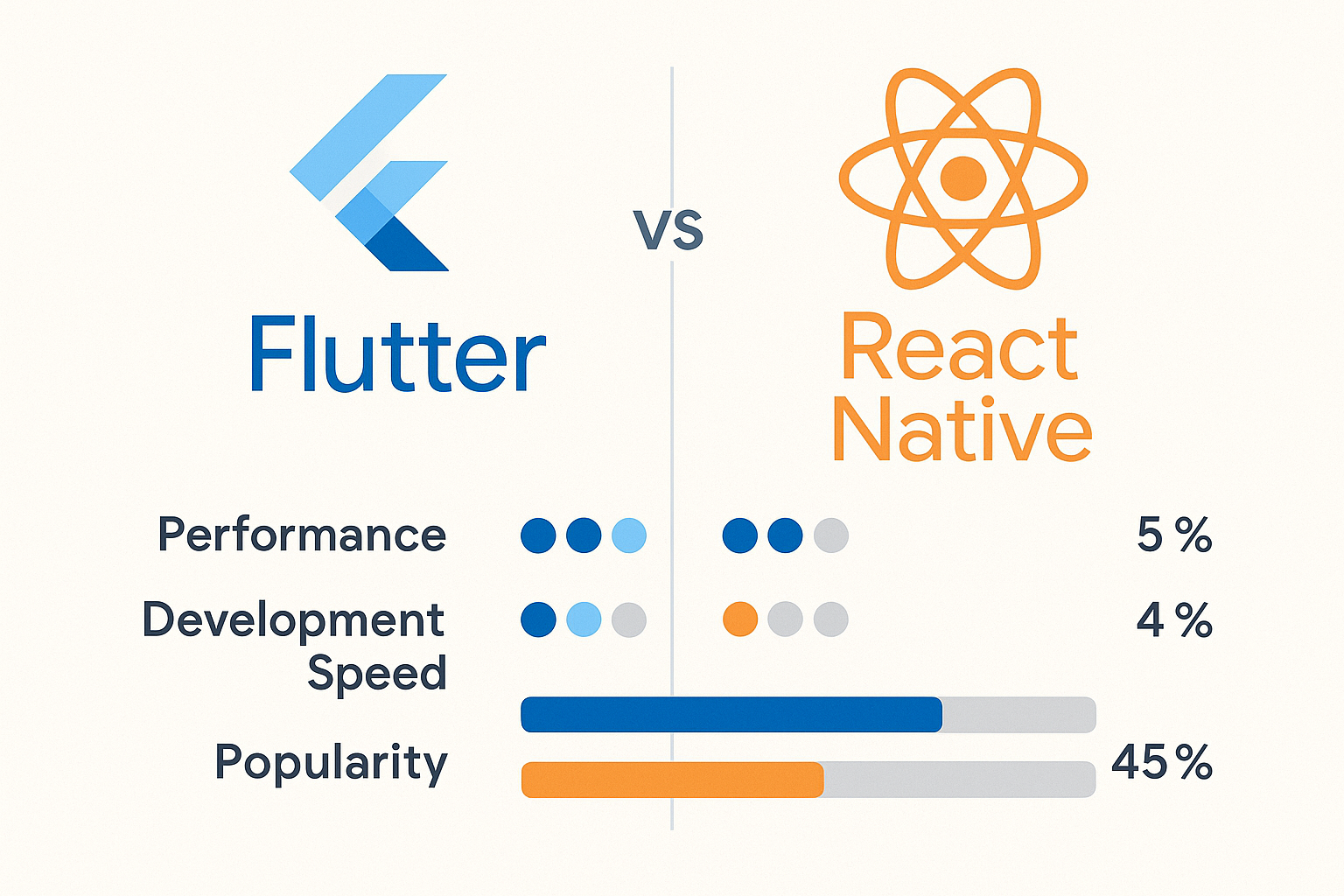 플러터 vs 리액트 네이티브 비교 차트