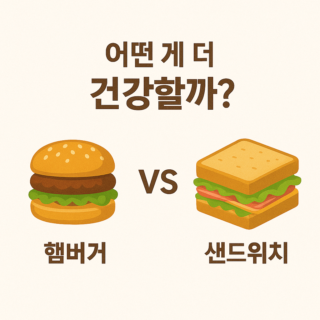 어떤 게 더 건강할까? 햄버거 vs 샌드위치 문자이미지