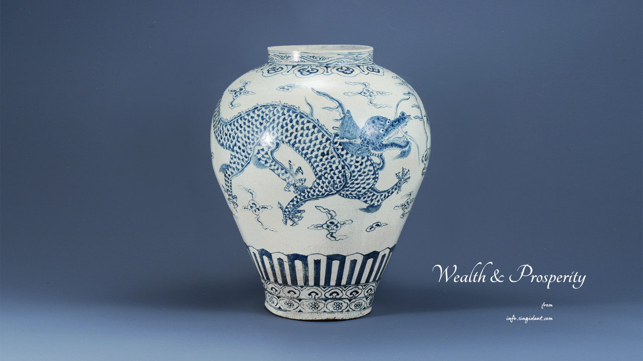 03 백자 청화 구름 용 무늬 항아리 C - Wealth and Prosperity 복들어오는그림