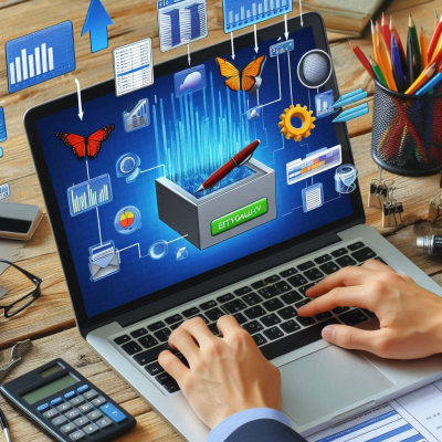 "데이터 분석 화면, 차트와 그래프가 표시된 화면을 다루는 사람"