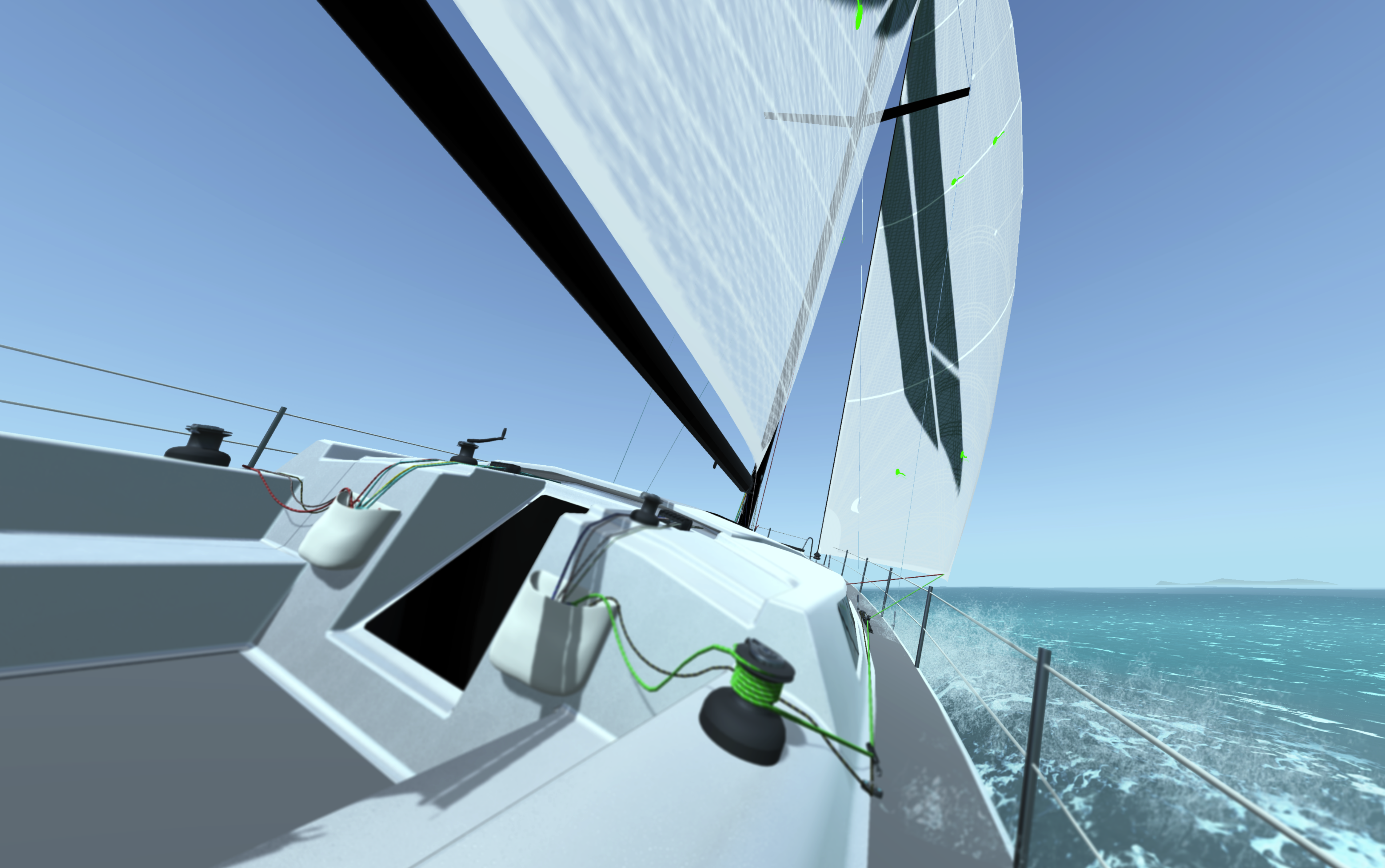 스키퍼가 본 항해 중인 세일링 요트