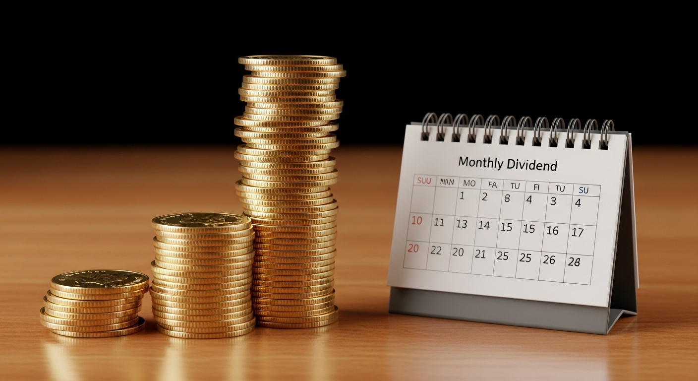 월배당을 상징하는 동전들이 쌓여 탑을 이루고 있는 이미지