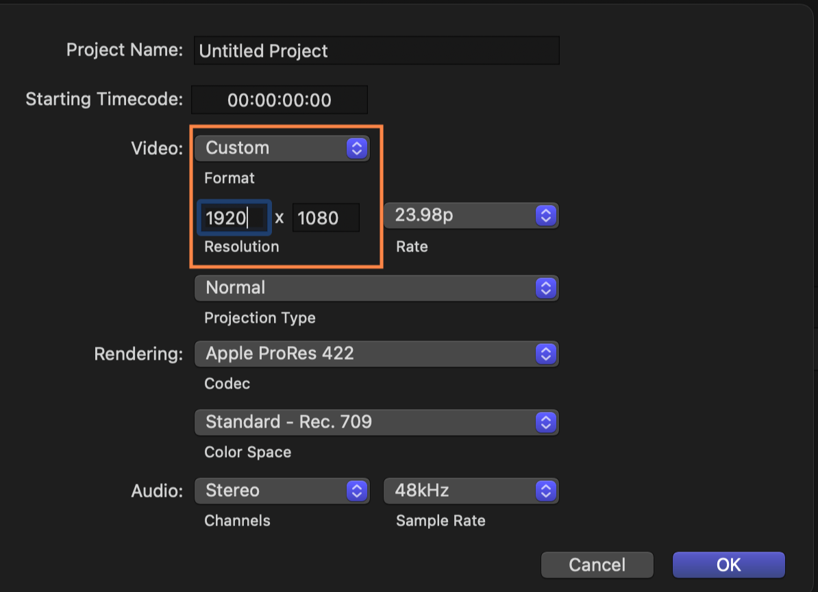 파이널컷 프로 프로잭트 커스텀 모드