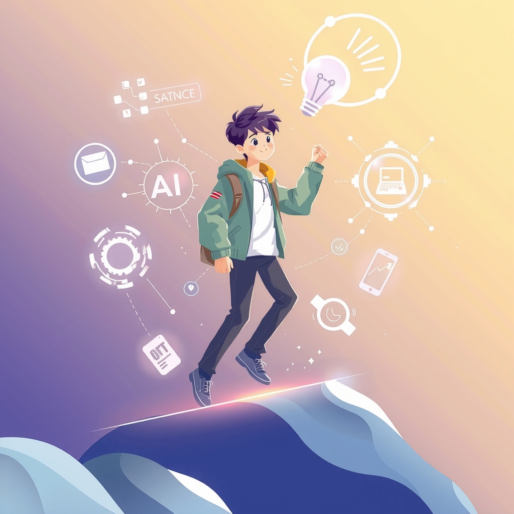 미래 직업을 찾는 청년모습