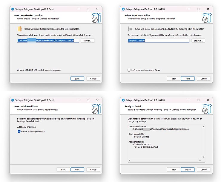 텔레그램-데스크탑-버전-설치-인스톨러-진행-화면