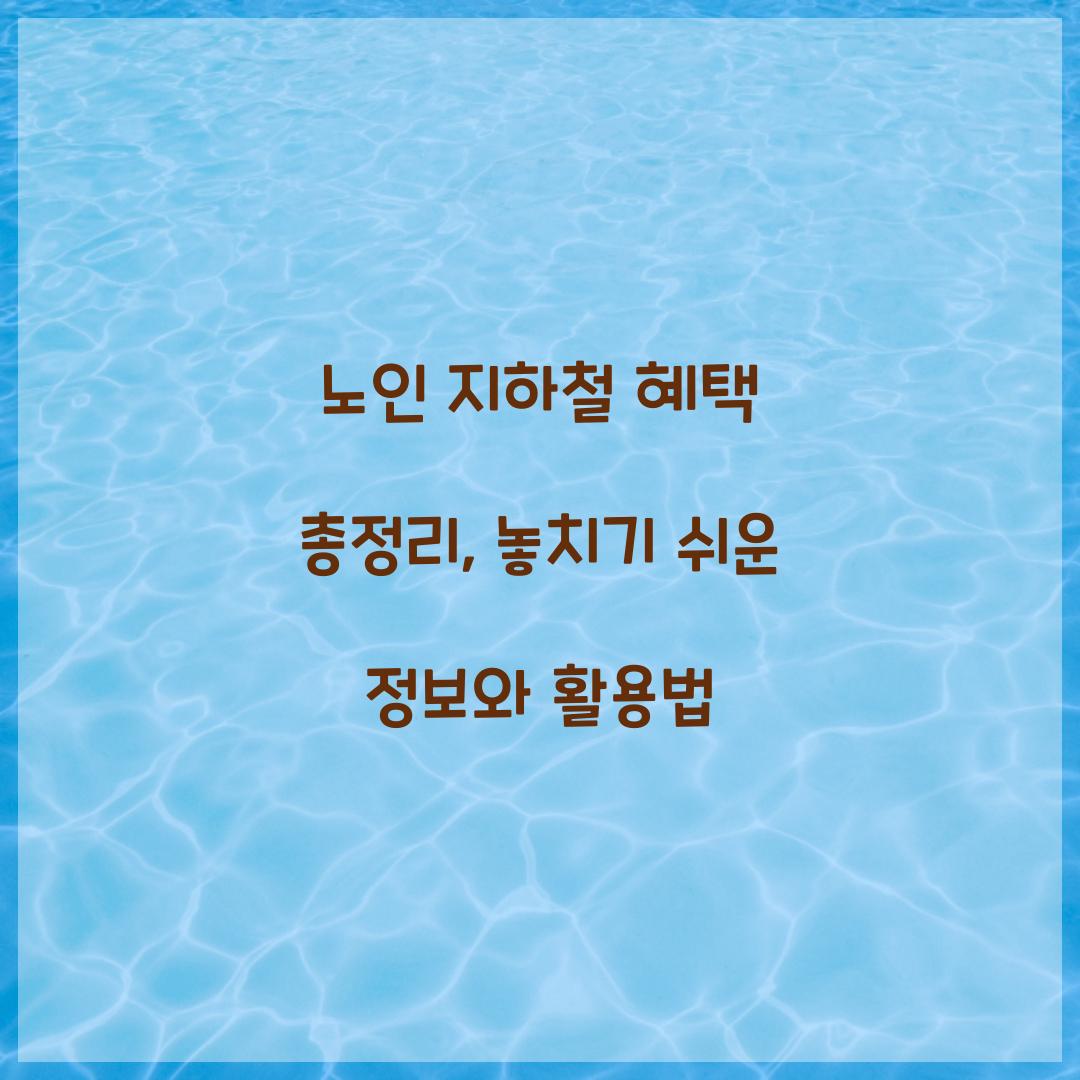 노인 지하철 혜택