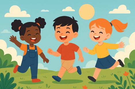 다양한 인종의 어린이들이 웃고 있는 모습