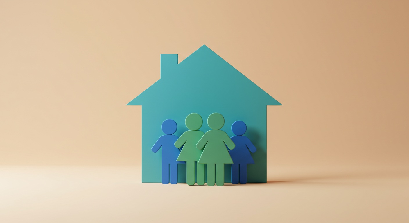 한국 가족이 거실에 모여 서류를 검토하는 모습