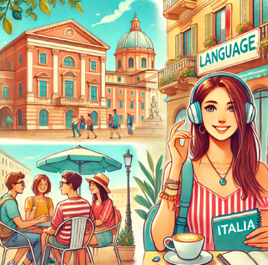 이탈리아에서 어학연수하는 여성의 모습