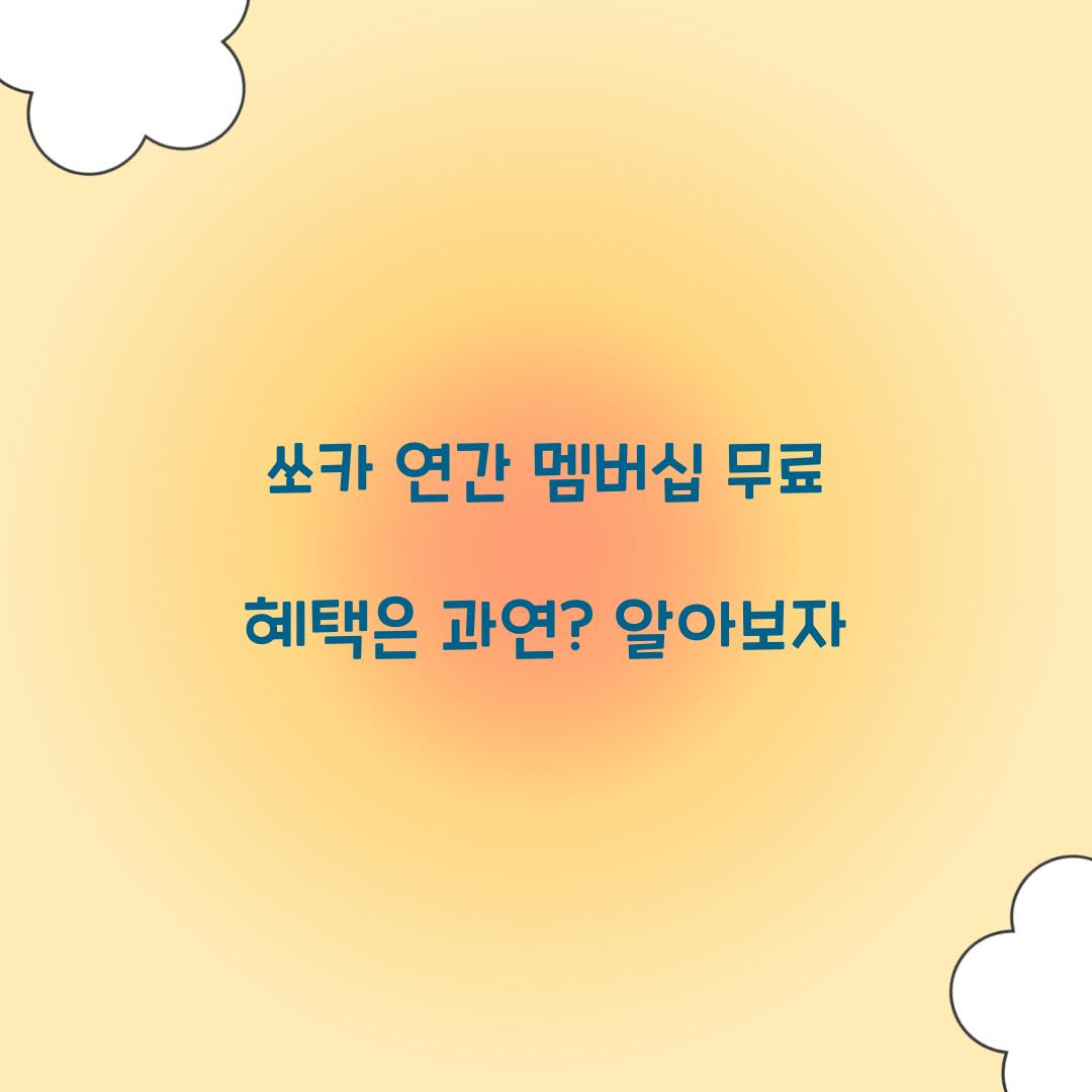 쏘카 연간 멤버십 무료