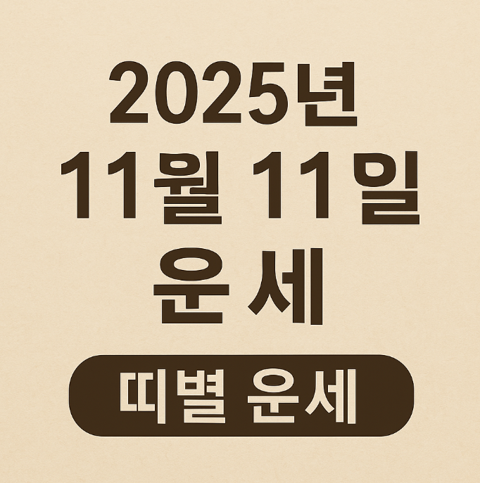 2025년 11월 11일 띠별 운세