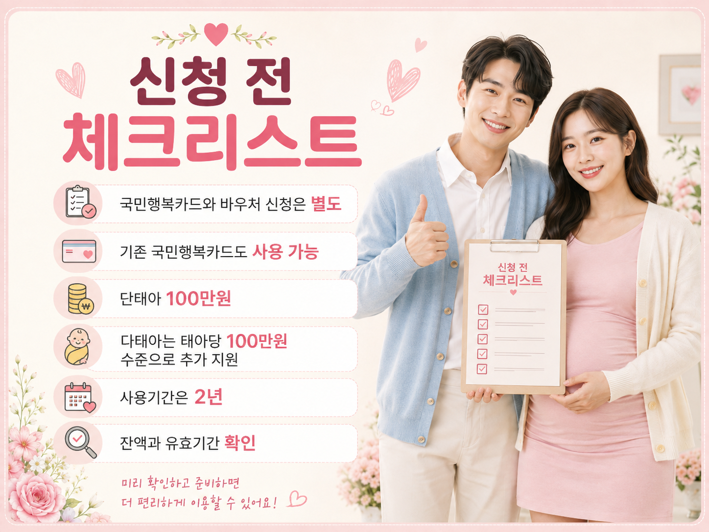 국민행복카드 임산부 바우처 산부인과 병원 약국 검사 치료 사용처