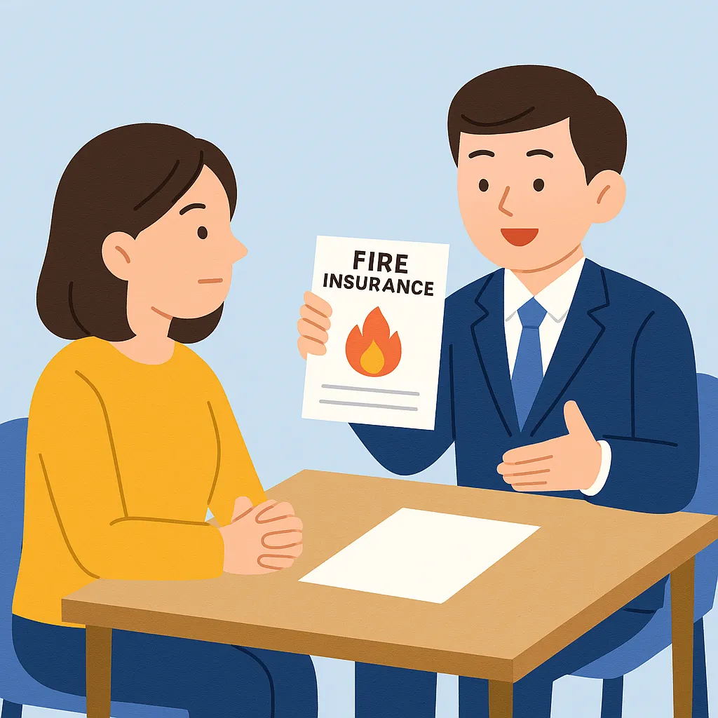 화재보험 가입 상담을 받고 있는 모습