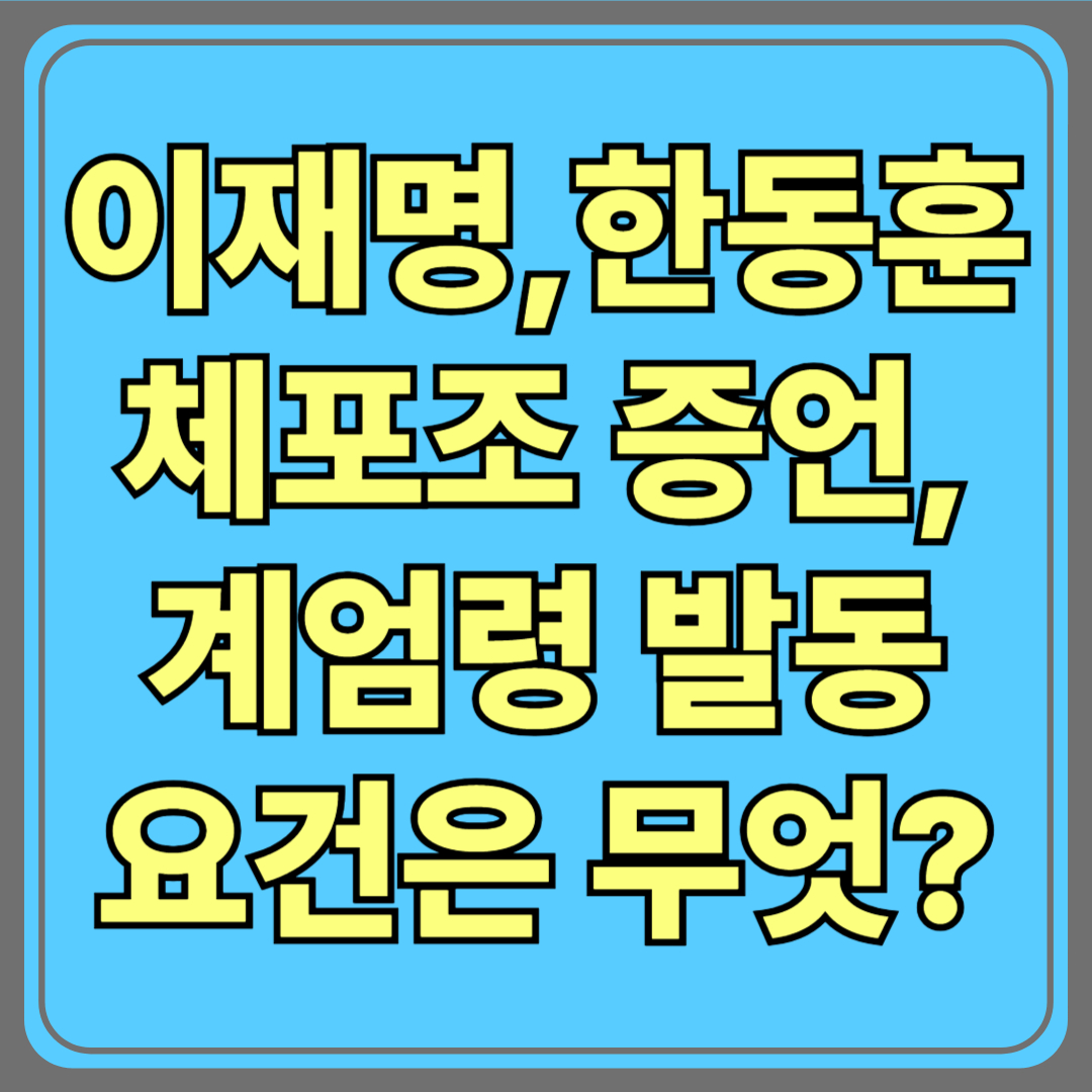 “이재명·한동훈 체포조 증언, 계엄령 발동 요건은 무엇인가?”