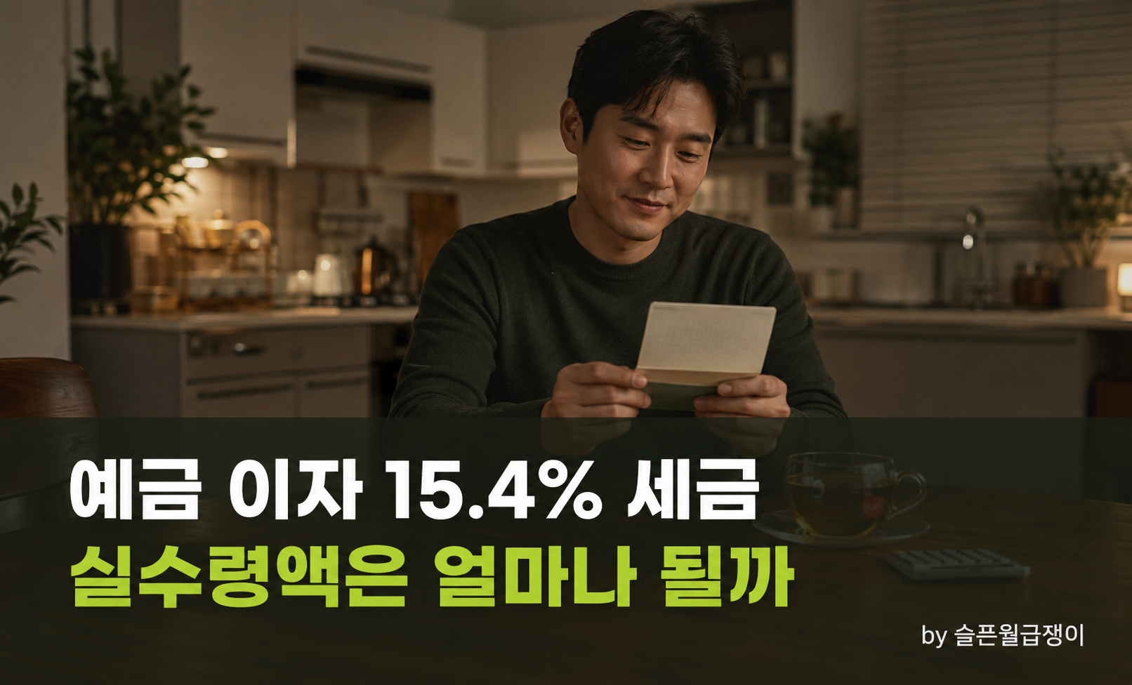 통장을 확인하며 웃는 직장인