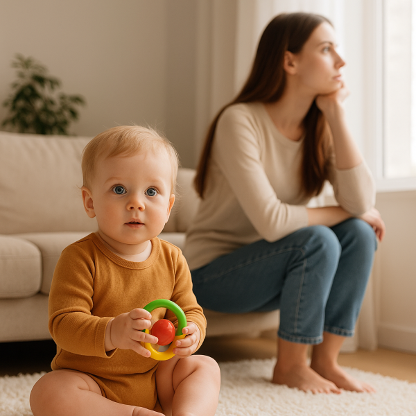 낮잠 시간에 잠을 거부하고 말똥한 눈으로 버티는 아이와 당황한 엄마