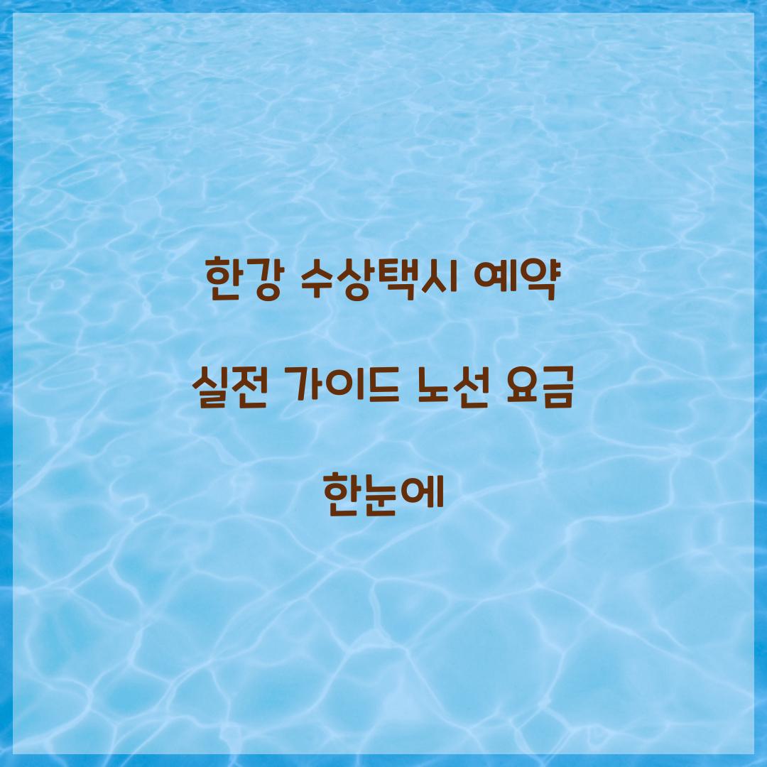 한강 수상택시 예약