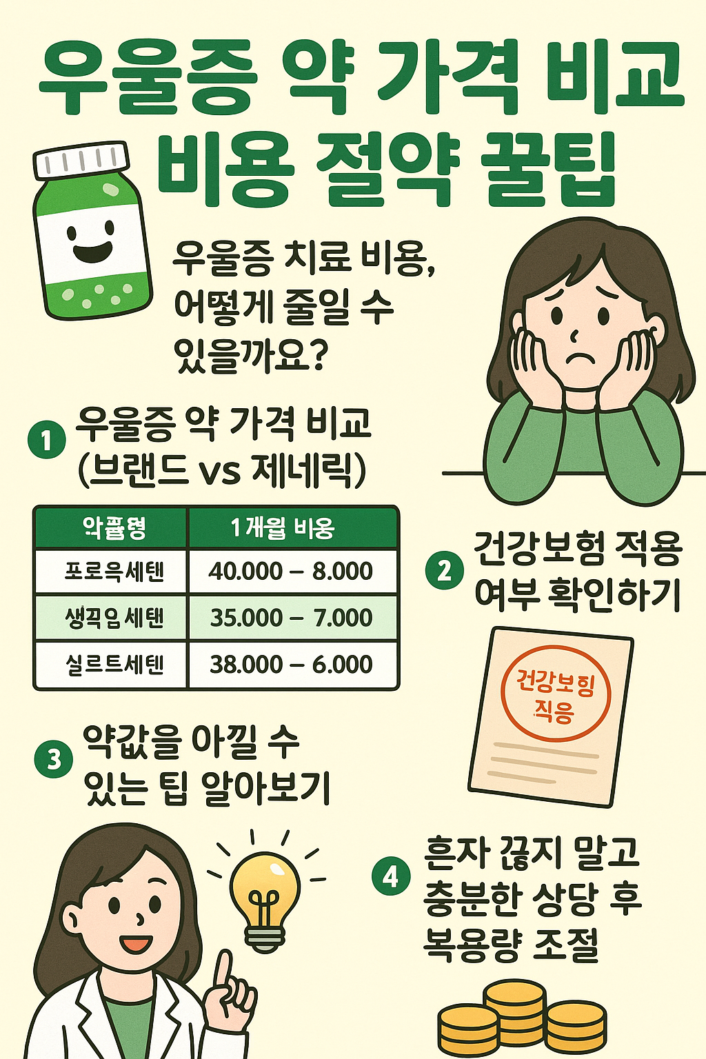 우울증 약 가격 비교와 비용 절약 꿀팁 💊