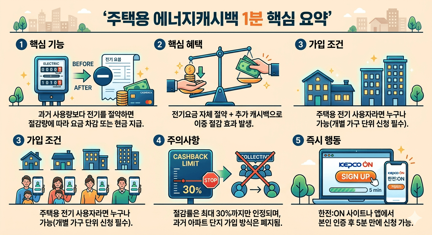 주택용 에너지캐시백 전기요금 월 3만 원 절약