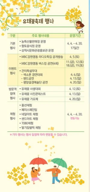 삼척 맹방 유채꽃 축제 프로그램&amp;#44; 주차장 및 교통 총정리(+주변 관광 명소)