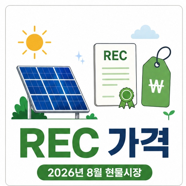 태양광 패널과 REC 공급인증서, 가격표를 이용해 신재생에너지 REC 가격의 의미를 표현한 이미지