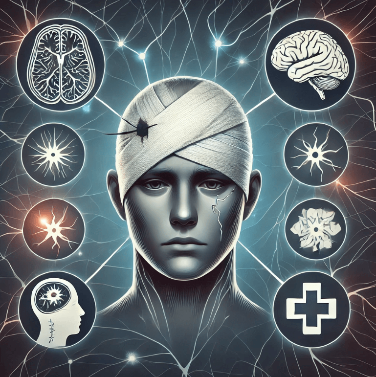 외상성 뇌손상(TBI)을 나타내는 이미지