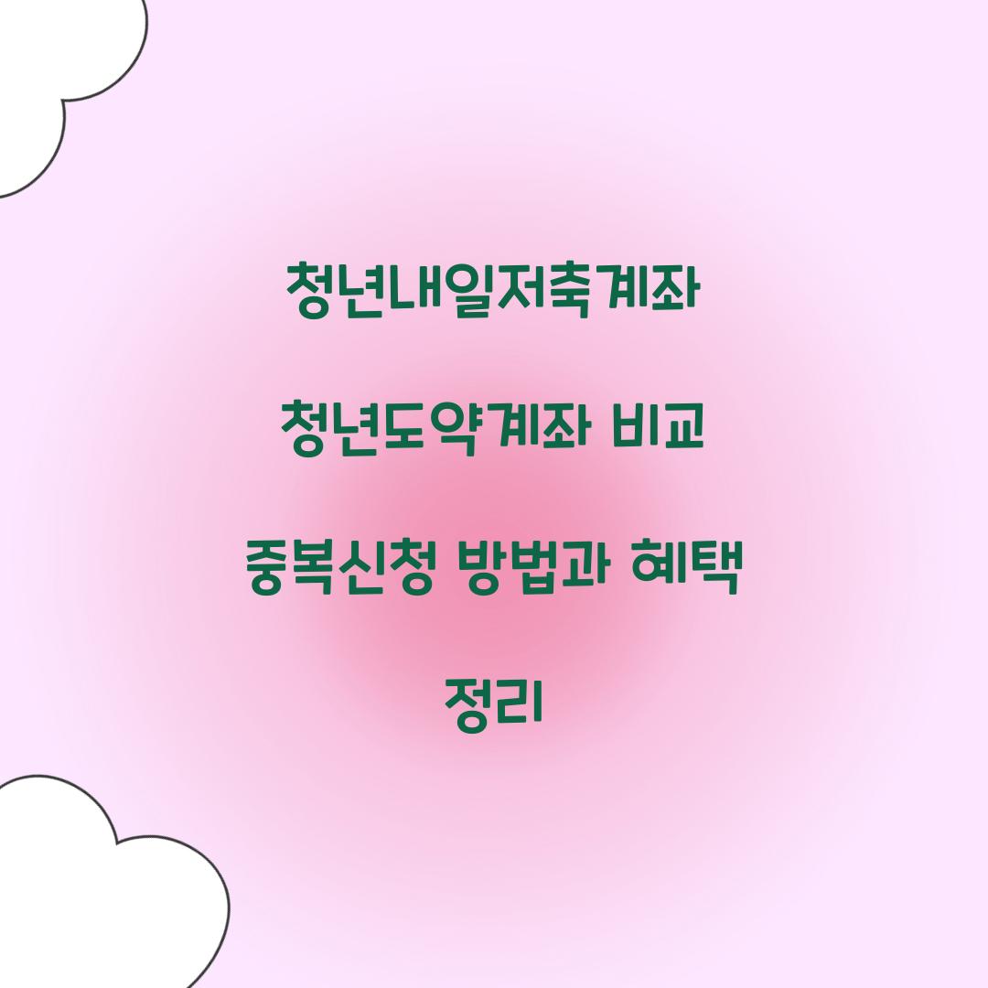 청년내일저축계좌 청년도약계좌 비교 및 중복 신청 내용