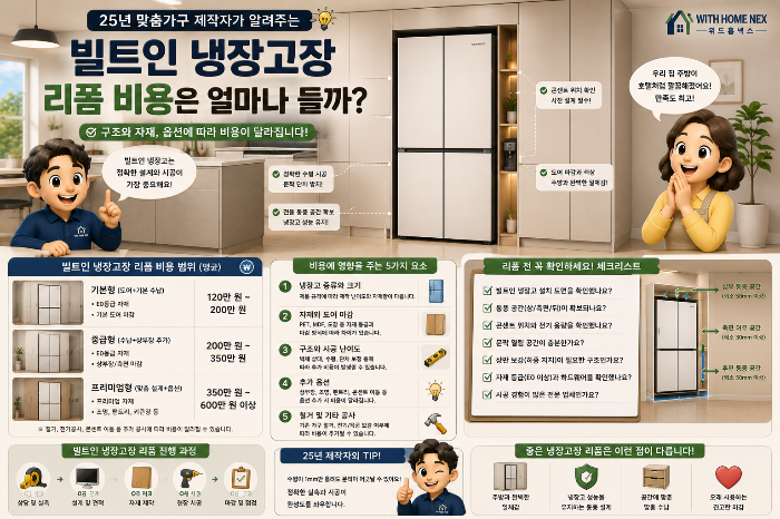 25년 맞춤가구 제작자가 알려주는 냉장고장 리폼 비용