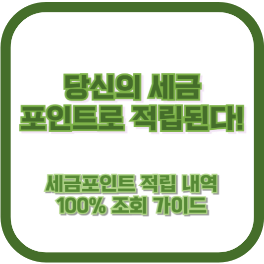 당신의 세금, 포인트로 적립된다! 세금포인트 적립 내역 100% 조회 가이드