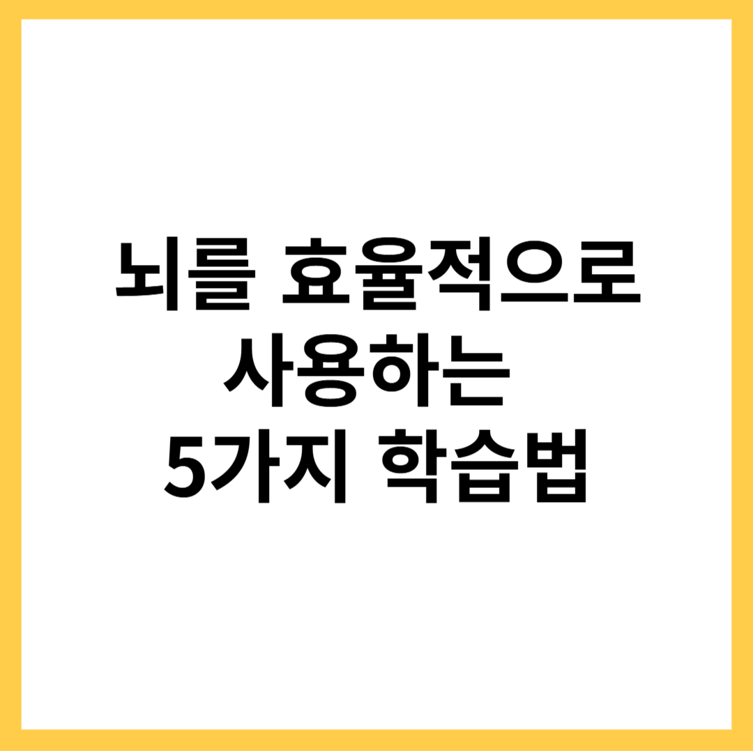 뇌를 효율적으로 사용하는 5가지 방법