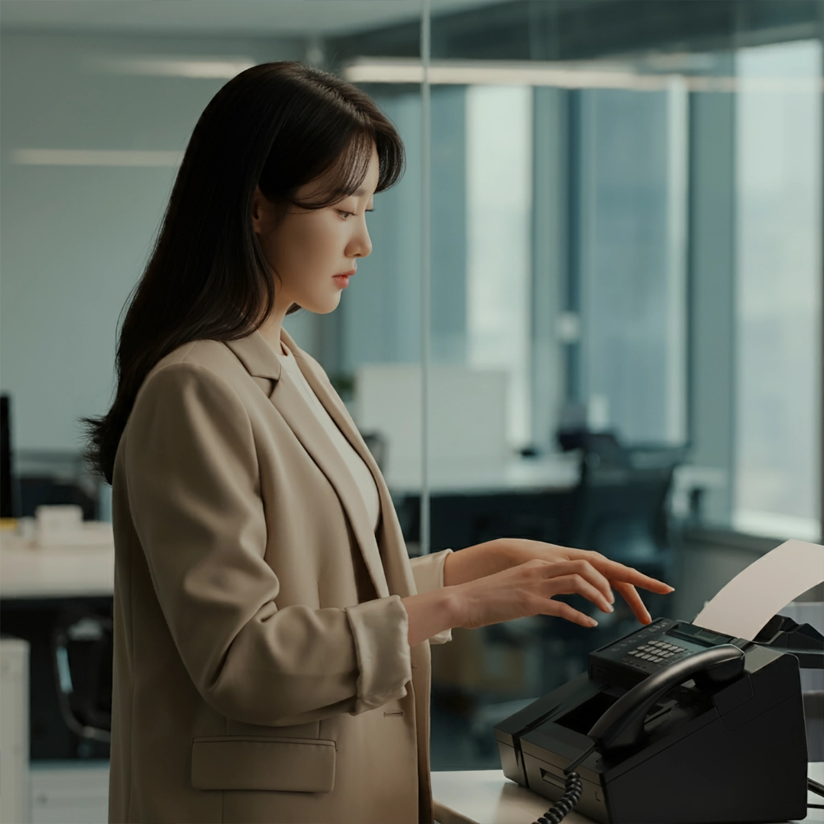 공공기관에서-팩스보내는-한국여자02