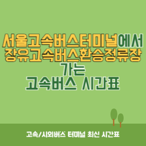 서울고속버스터미널에서 장유고속버스환승정류장 가는 고속버스 시간표 최신정보