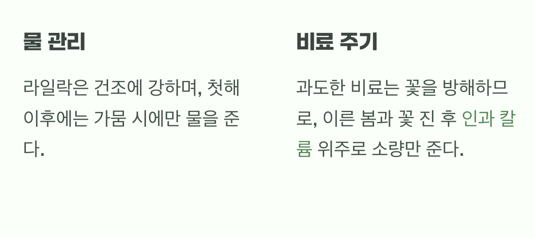 필요한 만큼만, 물과 비료