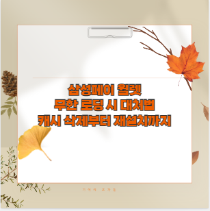 삼성페이 월렛 무한 로딩 시 대처법 캐시 삭제부터 재설치까지