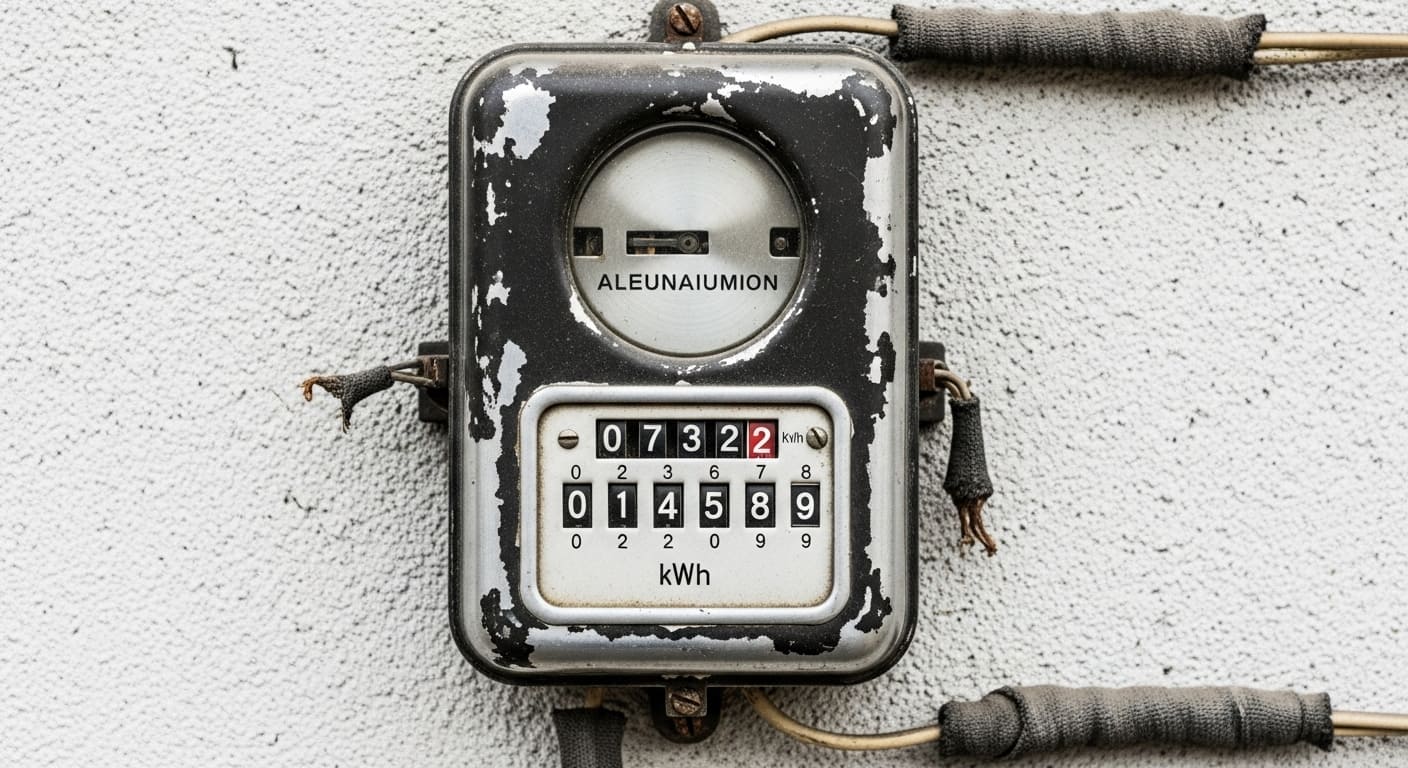 전력 사용량을 기록하는 전기 계량기 모습