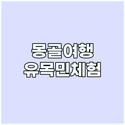 4박 5일 몽골 여행: 유목 문화 체..